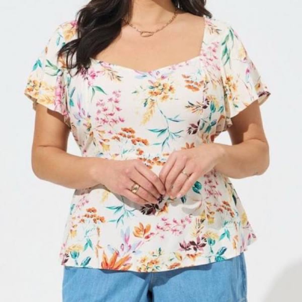 Torrid Sweetheart Flutter Sleeve Babydoll Top Size 2X